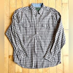 Woolrich Men’s Plaid 100% Cotton Shirt – Dark Mulberry, Size Large.